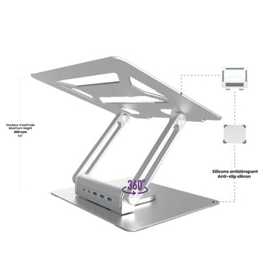 Support pour ordinateur portable en acier avec port USB-C