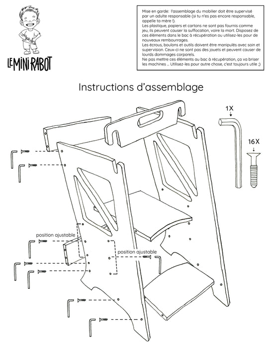Tour d’apprentissage évolutive en bois pour enfants - Le Mini Chef