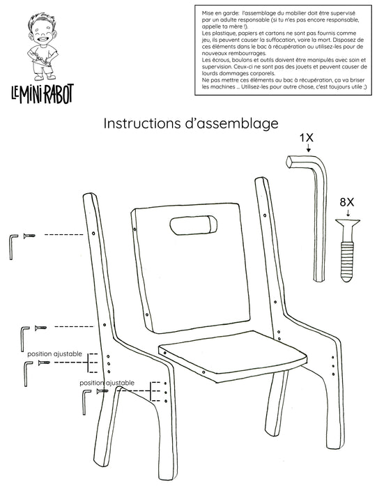 Kit évolutif table et chaises en bois pour enfants - Le Mini Curieux