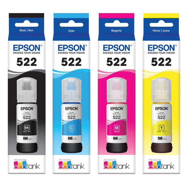 Epson T522 T522120 T522220 T522320 T522420 EcoTank Ink Bottle Combo BK/C/M/Y