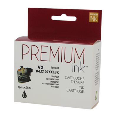 Brother LC107BK Noir Compatible Premium Ink - PrintInk Canada