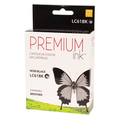 Brother LC61BK/LC65BK Pigmente Compatible Noir Premium Ink - PrintInk Canada