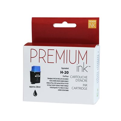 HP No. 20 C6614A Reman Noir Premium Ink - PrintInk Canada