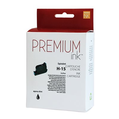 HP No. 15 C6615A Reman Noir Premium Ink - PrintInk Canada